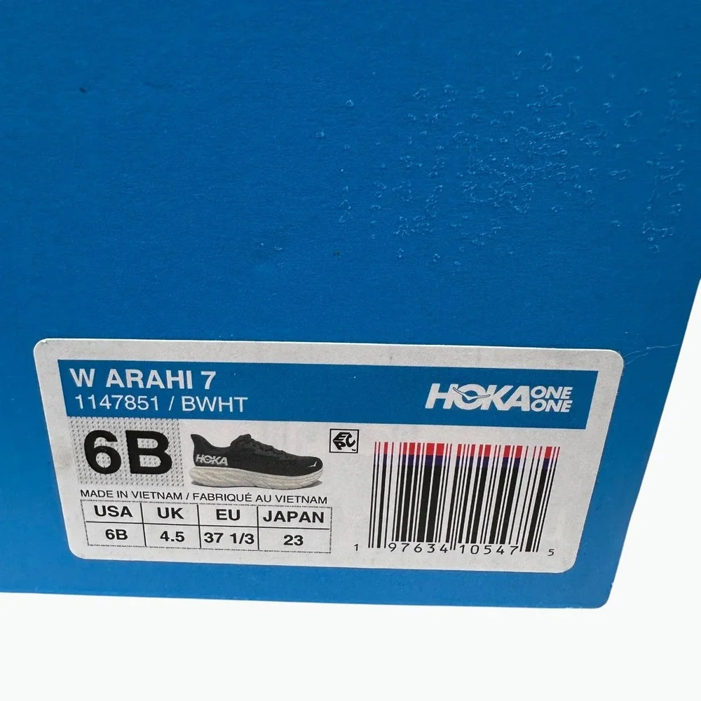 Hoka Arahi 7 Running Shoes Women's 6B Black White Stability Sneakers 1147851BWHT